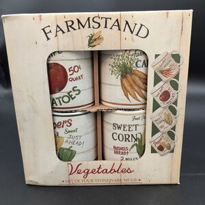 Sakura Farmstand Stoneware Mugs. New In Box Set Of Four. David Carter Brown